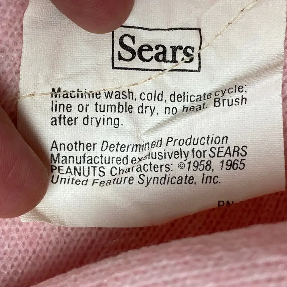 Vintage Snoopy Sears Fuzzy Decorative Pillowcase